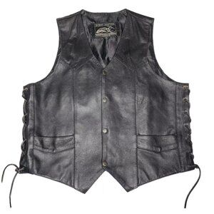Genuine Leather Men’s Black Vest Size Large